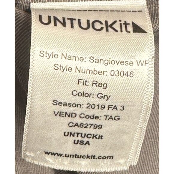 UNTUCKit Mens Button Up Shirt Wrinkle Free Cotton Sanglovese 03046 Grey Sz Large - Picture 7 of 13